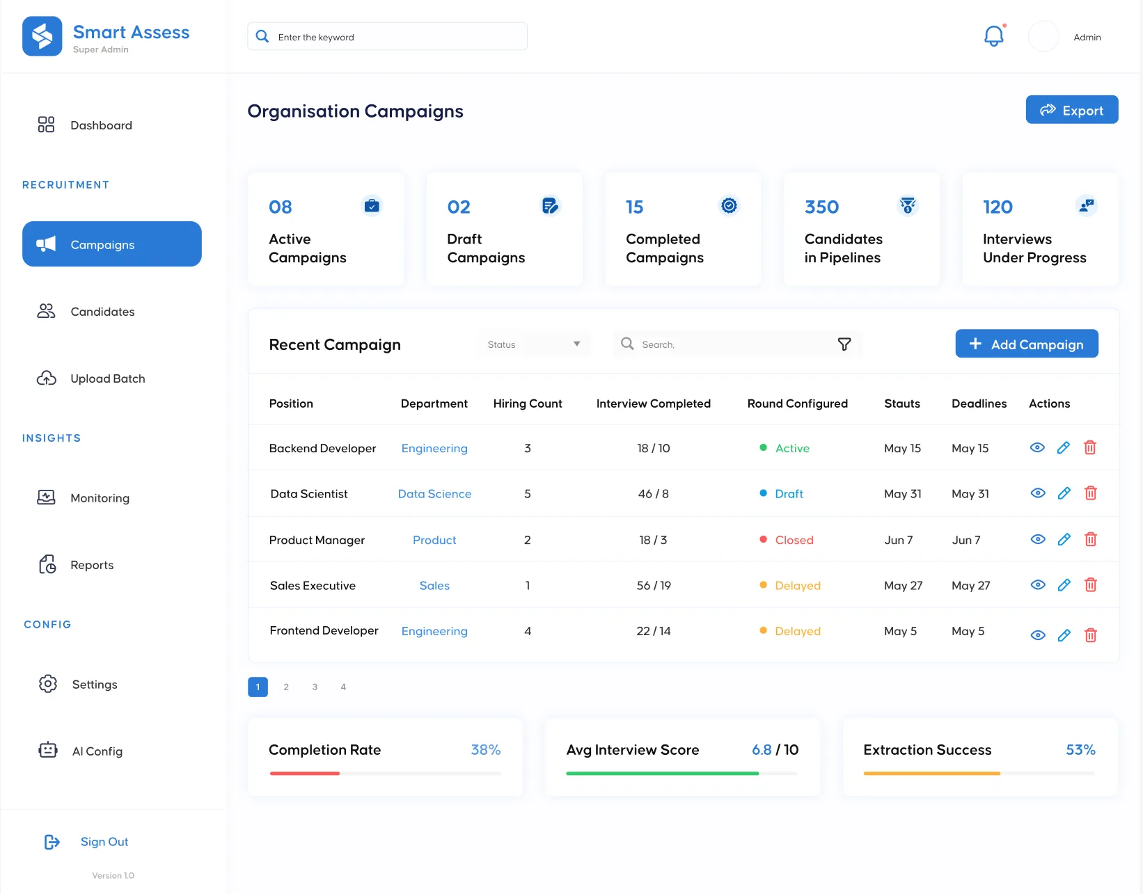 AI interview campaign management tool