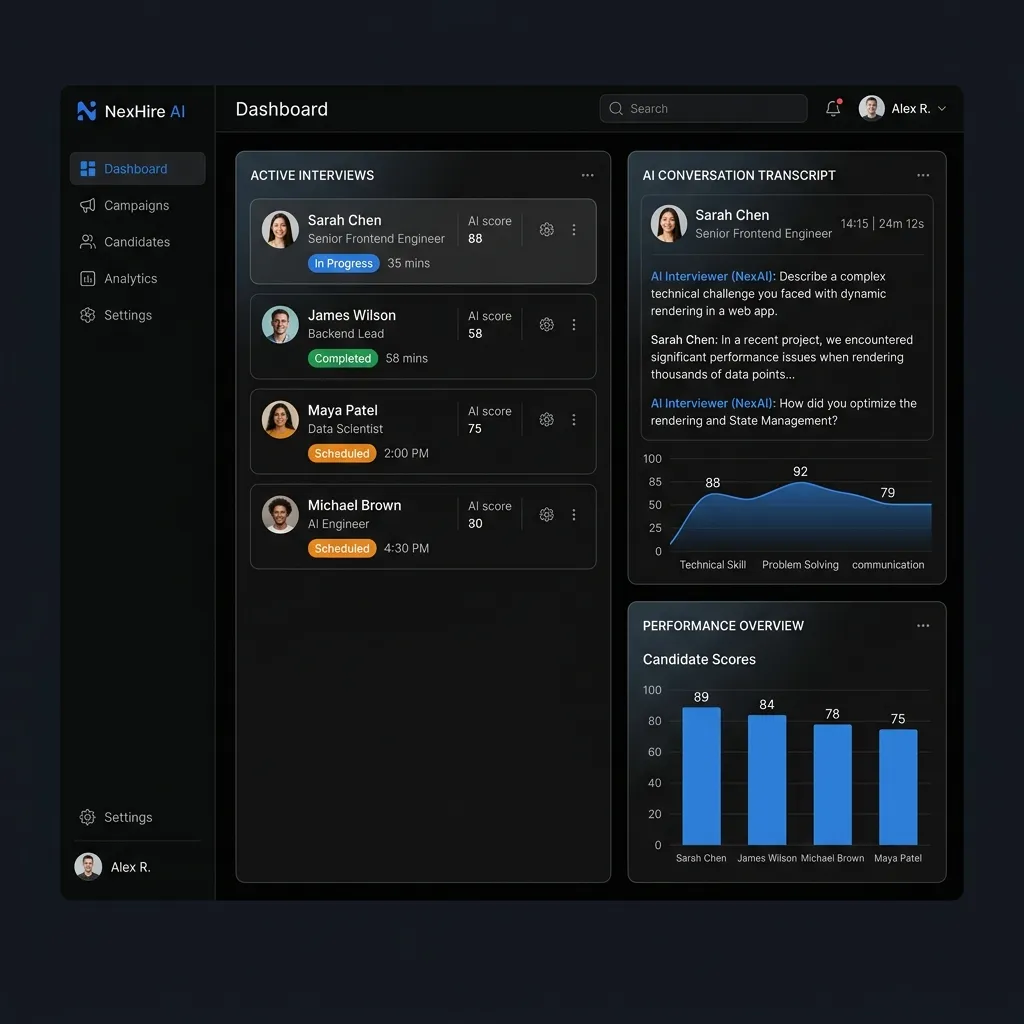 SmartAssess autonomous hiring platform UI
